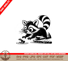 Raccoon Chasing Frog SVG