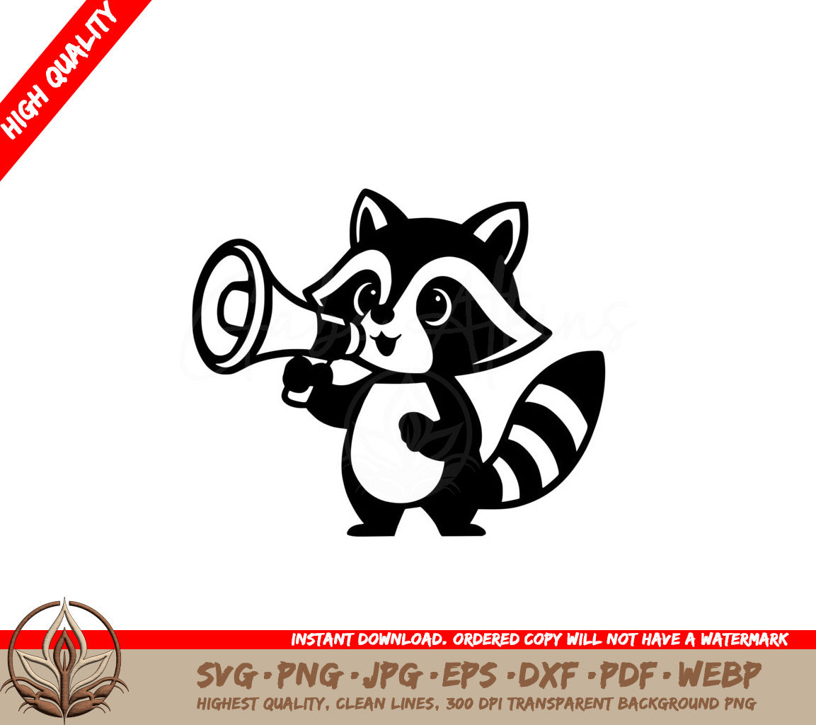 Raccoon Speaker Shout SVG Cut File Printable Vector Art