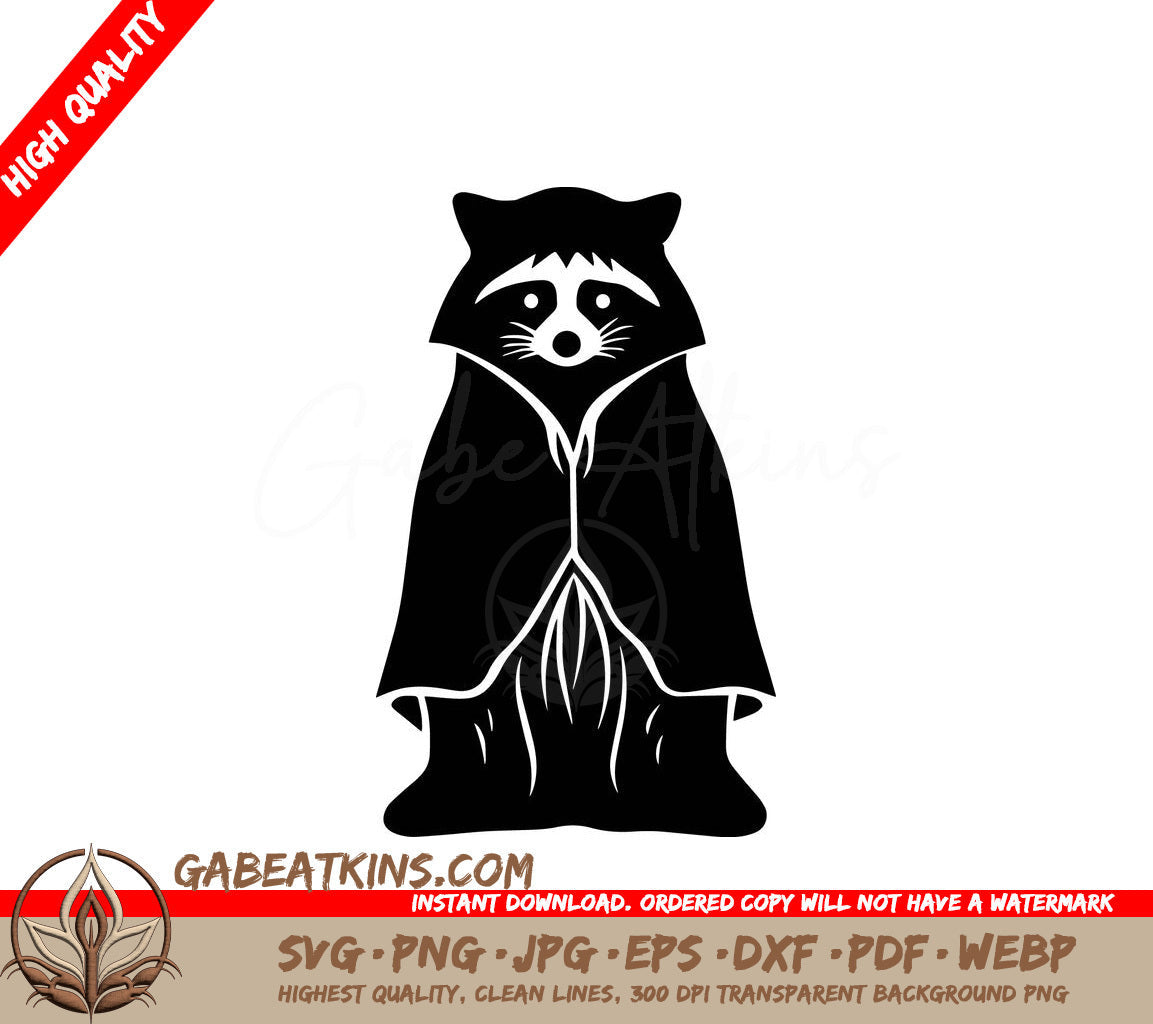 A Black And White Drawing Of A Raccoon Wrapped In A Blanket