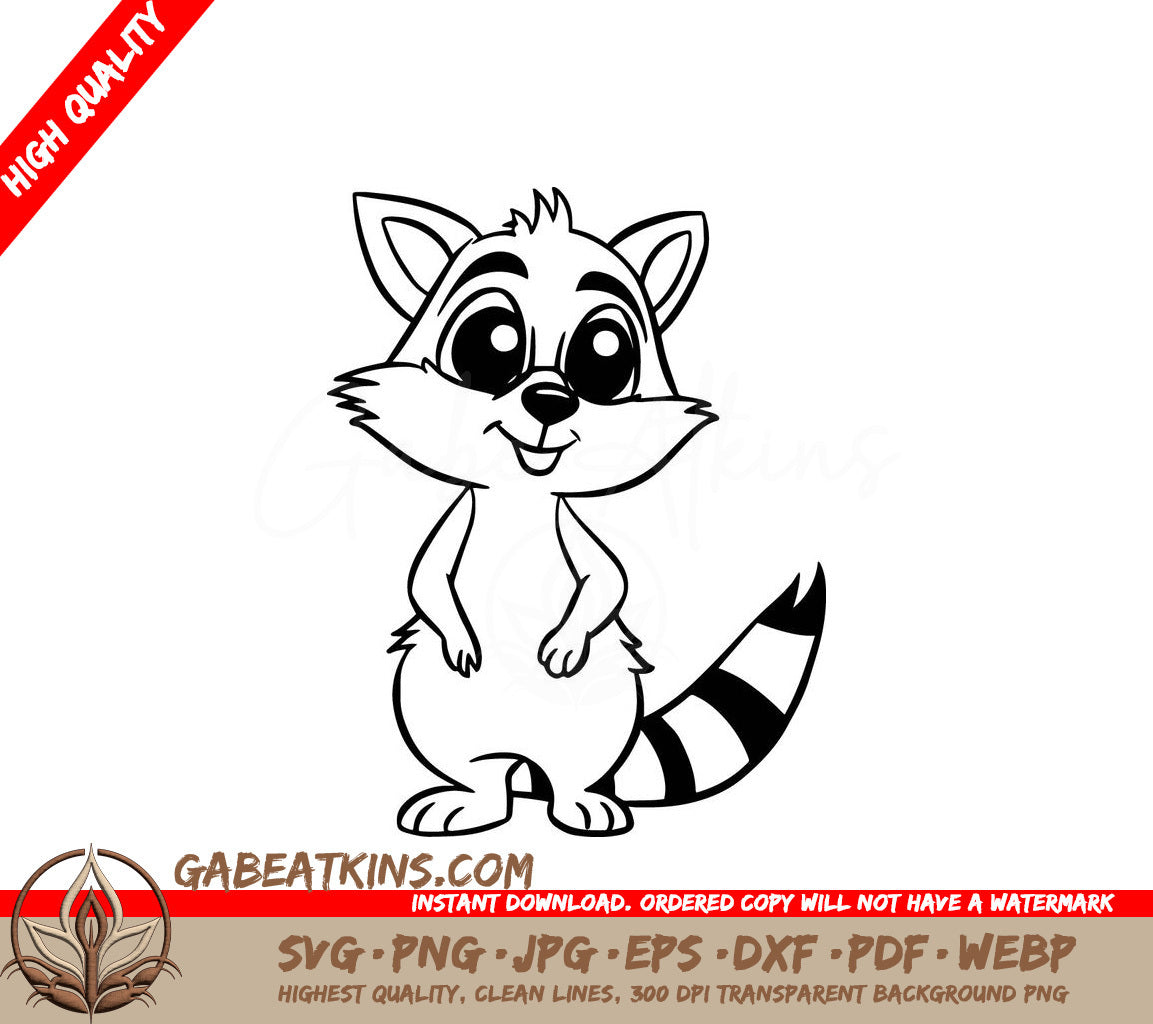 A Raccoon With A Striped Tail SVG - Raccoon with Bright Eyes SVG