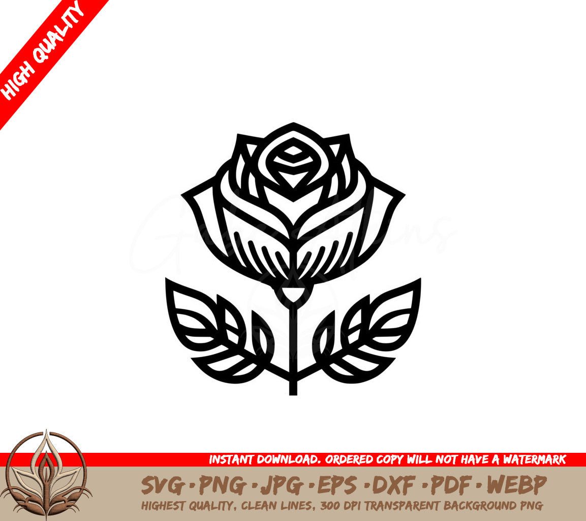 Radiant Rose SVG PNG JPG AI PDF DXF EPS and WebP Digital Download