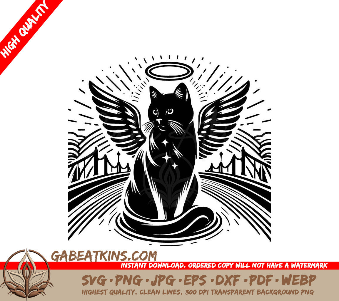 A Cat With Angel Wings SVG - Rainbow Bridge Cat SVG