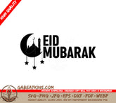 Eid Mubarak Crescent Moon & Stars SVG Design SVG