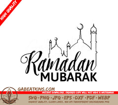Ramadan Mubarak Mosque SVG - Drawing SVG