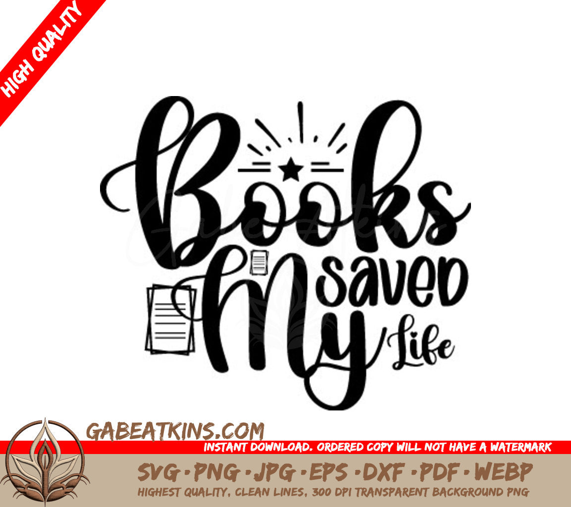 Books Saved My Life SVG SVG