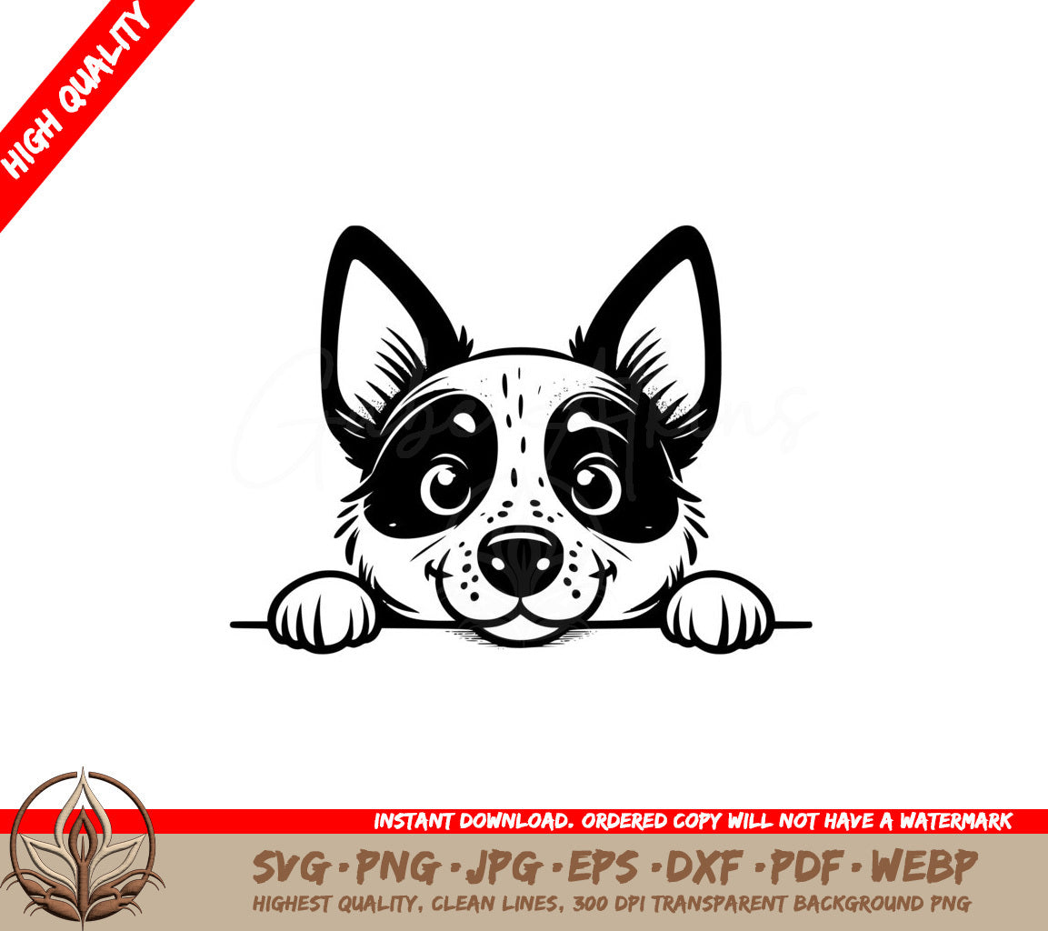 Red Heeler Peek SVG Cut File