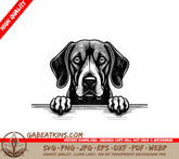 Redbone Coonhound Peeking Over Wall -  Dog SVG SVG