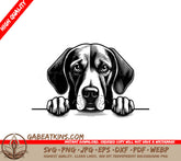 Redbone Coonhound Wall Peeking SVG -  Drawing SVG