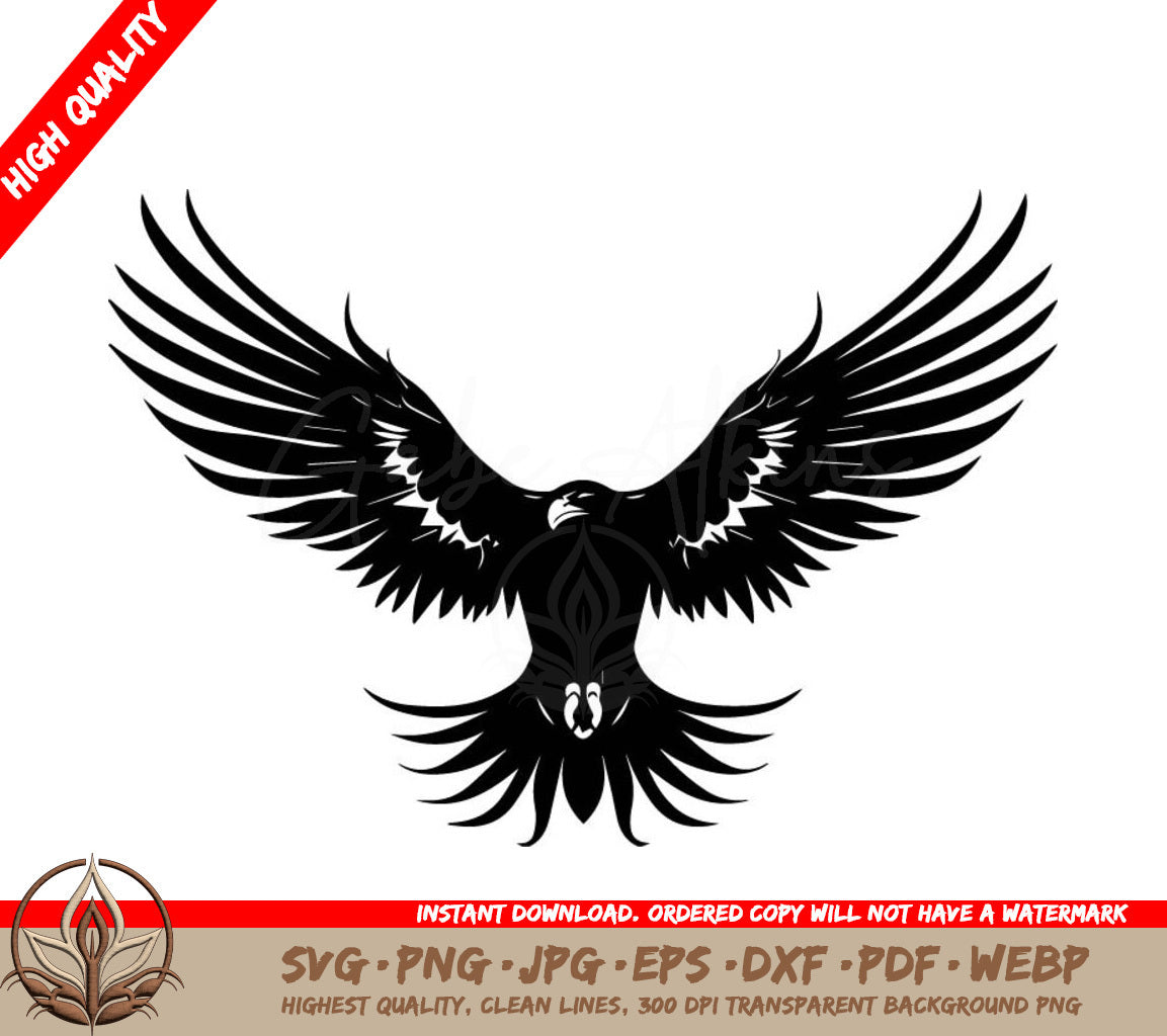 Regal Majesty Tattoo Style Vector Logo Design Skull Wing Sovereignty Eagle Emblem SVG