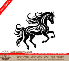 A Horse With A Long Mane SVG - Regal Steed SVG