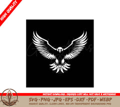 A White Eagle With Its Wings Outstretched On A Black Background