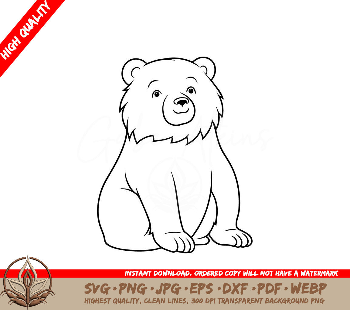 A Black And White Drawing Of A Bear That Says High Quality