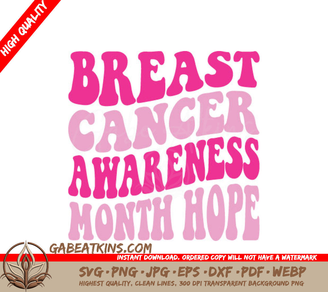 Pink Retro Hope Breast Cancer Awareness Month SVG SVG