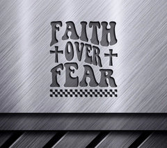 Retro Pink & White Faith Over Fear SVG Design SVG