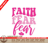 Retro Pink Faith Fear Breast Cancer Awareness SVG SVG