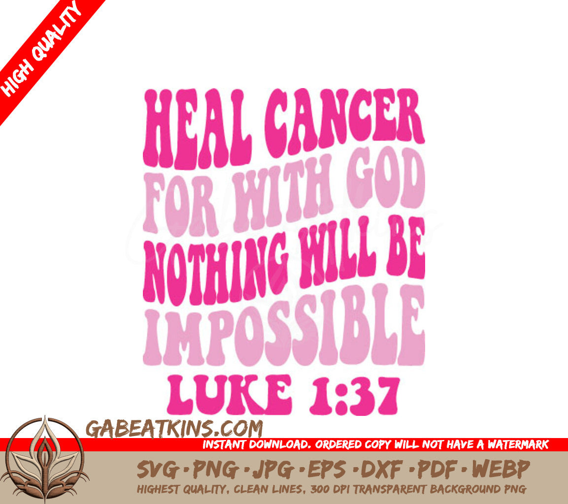 Heal Cancer With God Retro Breast Cancer SVG Design SVG