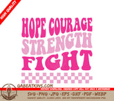 Retro Breast Cancer Hope, Courage, Strength Fight SVG Design SVG