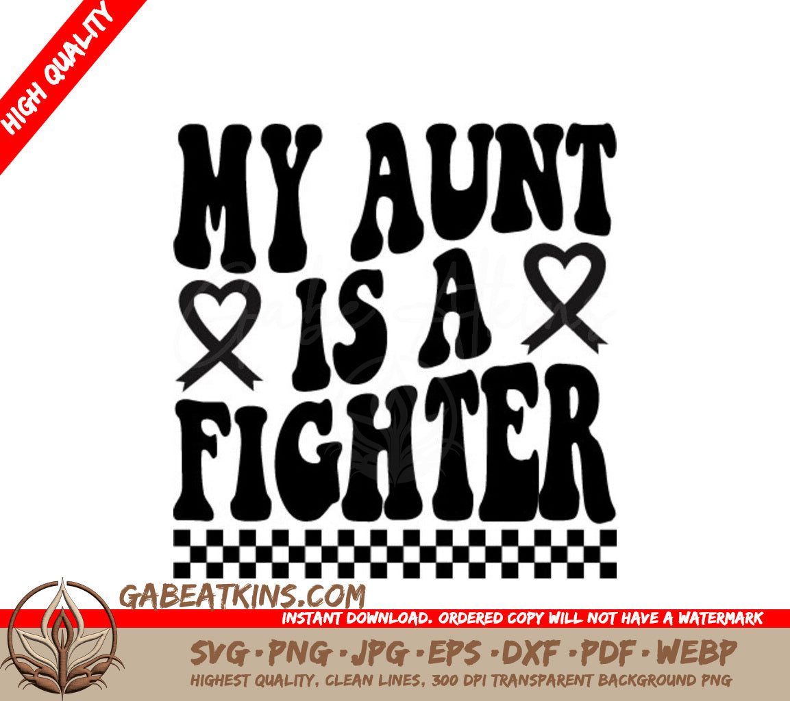 My Aunt Is A Fighter - Retro Breast Cancer SVG SVG