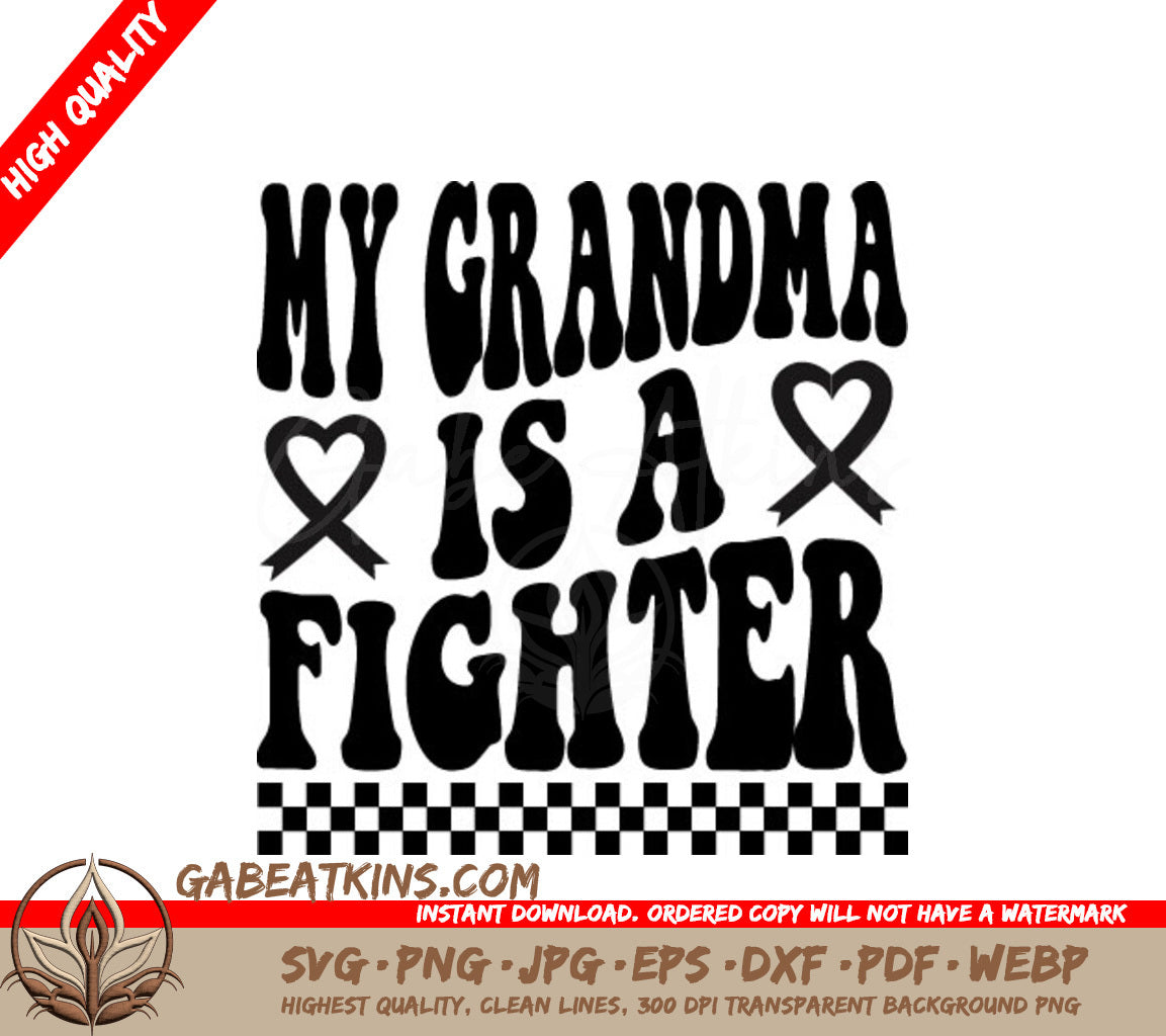 Retro Breast Cancer My Grandma Is A Fighter SVG Poster SVG