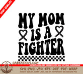 Retro Checkered My Mom Is A Fighter Breast Cancer Awareness SVG SVG
