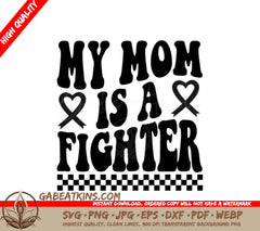 Retro Checkered My Mom Is A Fighter Breast Cancer Awareness SVG SVG