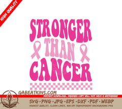 Pink Retro Stronger Than Cancer SVG Design SVG