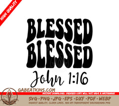 Retro Blessed SVG - White Background, Bible Verse, John SVG