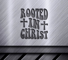 Rooted In Christ SVG Design - Retro Christian Cross SVG