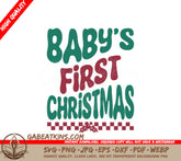 Babys First Christmas SVG - Retro Green & Red Letters SVG