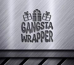 Retro Christmas Gangsta Wrapper SVG - Sticker with Gift Boxes SVG