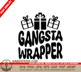 Retro Christmas Gangsta Wrapper SVG - Sticker with Gift Boxes SVG