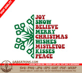 Retro Christmas Joy & Peace SVG Bundle Snowflake, Wishes, Mistletoe, Believe SVG
