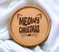 Retro Meowy Christmas SVG with Cat Ears and Heart SVG