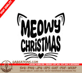 Retro Meowy Christmas SVG with Cat Ears and Heart SVG