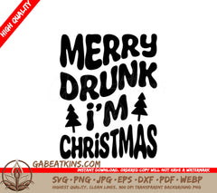 Retro Merry Drunk Im Christmas SVG - Design SVG