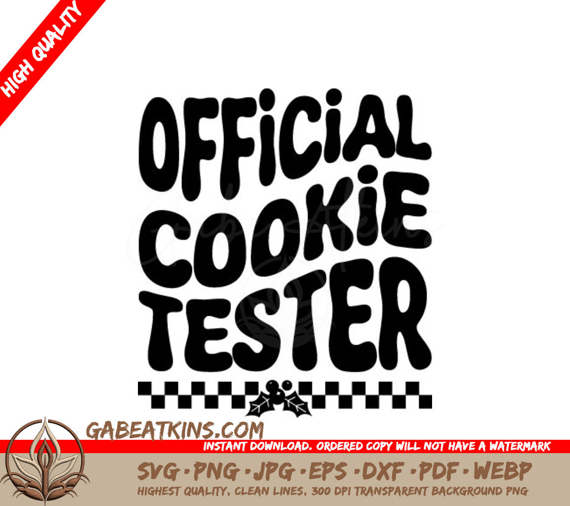 Retro Christmas Official Cookie Tester SVG - Checkered Sign SVG