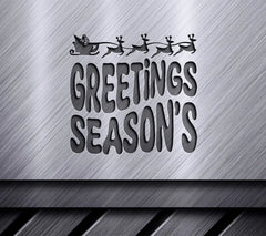 Retro Christmas Greetings SVG with Santa in Sleigh SVG