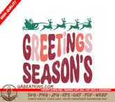 Retro Christmas Greetings SVG with Santa in Sleigh SVG
