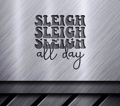 Retro Christmas Sleigh All Day SVG - Green & Red Lettering SVG