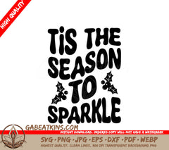 Retro Christmas Tis The Season To Sparkle SVG Cut File SVG