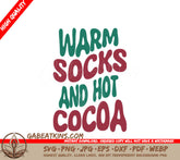 Retro Christmas Warm Socks & Hot Cocoa SVG Design SVG