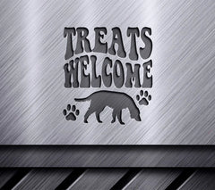 Retro Dog Treats Welcome SVG - Sign with Paw Prints SVG