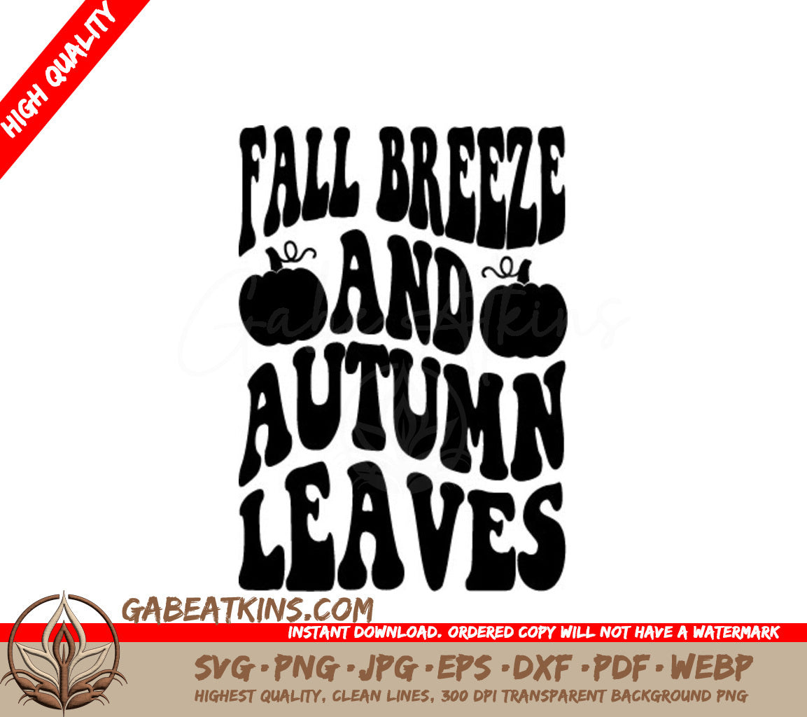 Fall Breeze & Autumn Leaves Retro SVG SVG