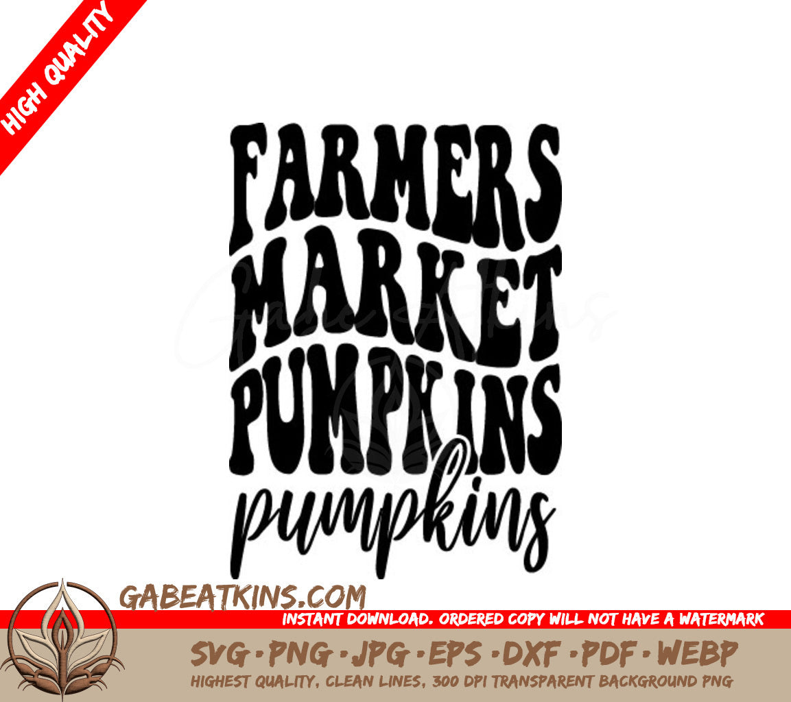 Retro Fall Farmers Market Pumpkins SVG - Sign SVG