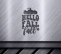 Retro Fall Hello Fall SVG with Pumpkins & Flowers SVG