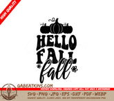 Retro Fall Hello Fall SVG with Pumpkins & Flowers SVG