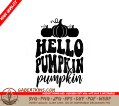Retro Fall Hello Pumpkin Silhouette SVG SVG