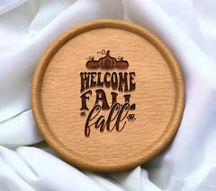 Welcome Fall SVG - Pumpkins, Flowers, Retro Design SVG