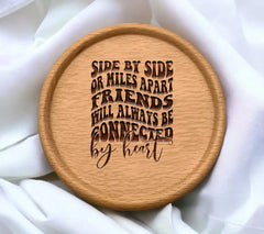 Retro Friendship SVG Side by Side or Miles Apart, Friends Connected by Heart SVG