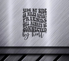 Retro Friendship SVG Side by Side or Miles Apart, Friends Connected by Heart SVG
